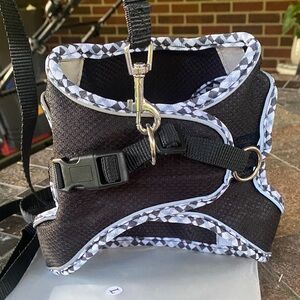 Black and White Reflective Pet Harness Size L